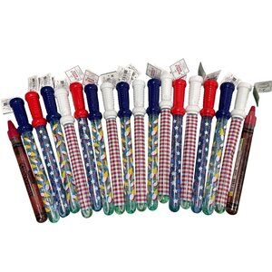 Patriotic Bubble Wand 18 Pack 4.5 Fl Oz Assorted Designs Red White Blue Handles